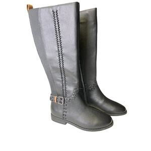 GENTLE SOULS Kenneth Cole Womens Elmwood Leather Detail Stitch Boot Black 6 New